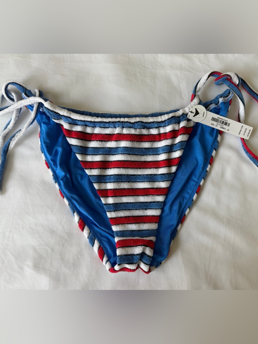 PINK Victoria's Secret Red, Blue & White Striped Bikini Bottom